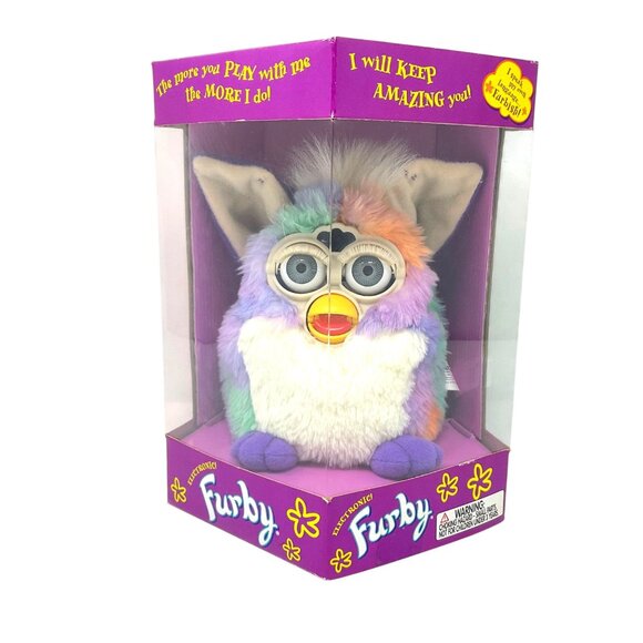 Furby Tie Dye Pastel Rainbow Gray Eyes 1999 Vintage Original Factory Sealed - Picture 1 of 8